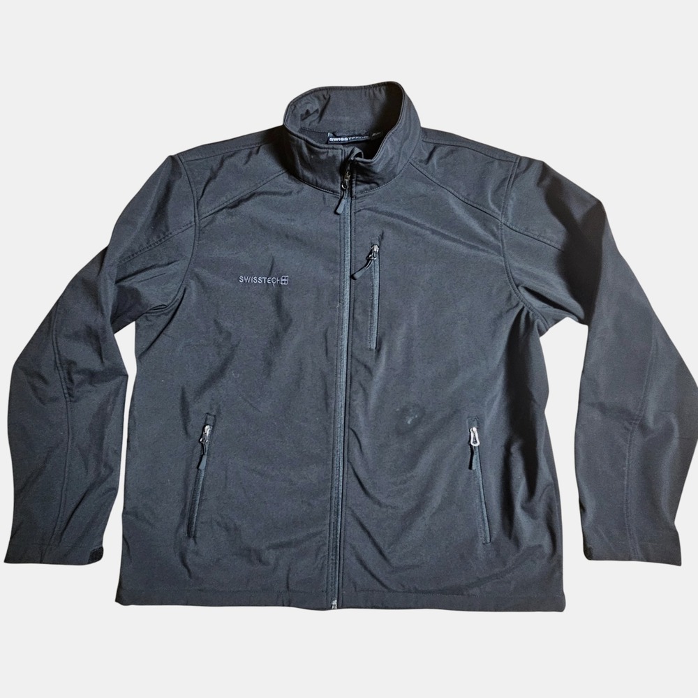 Swiss Tech Soft Shell‎ Full Zip Jacket XL Mock Neck Zip Pockets Outdoor Gorpcore